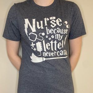 Harry Potter themed nurse t-shirt.